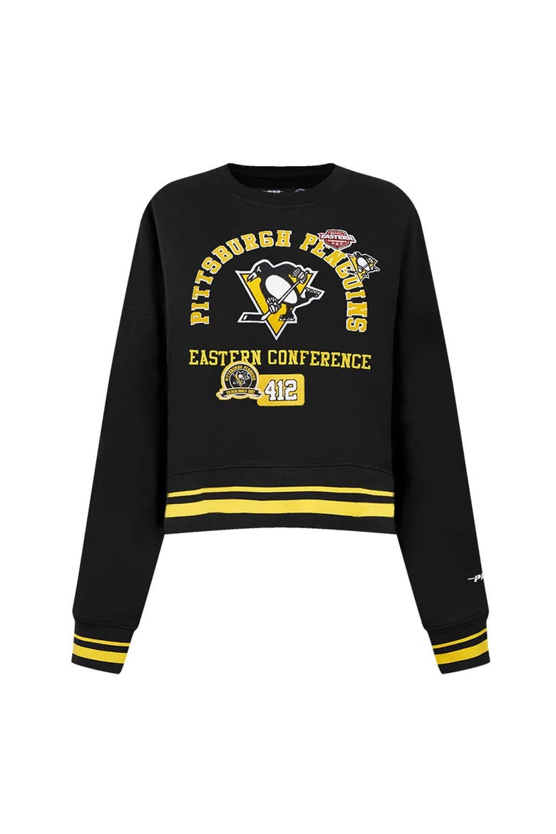 Women's Pro Standard  Black Pittsburgh Penguins Area Code Cropped Pullover Sweatshirt, Alternate, color, Black