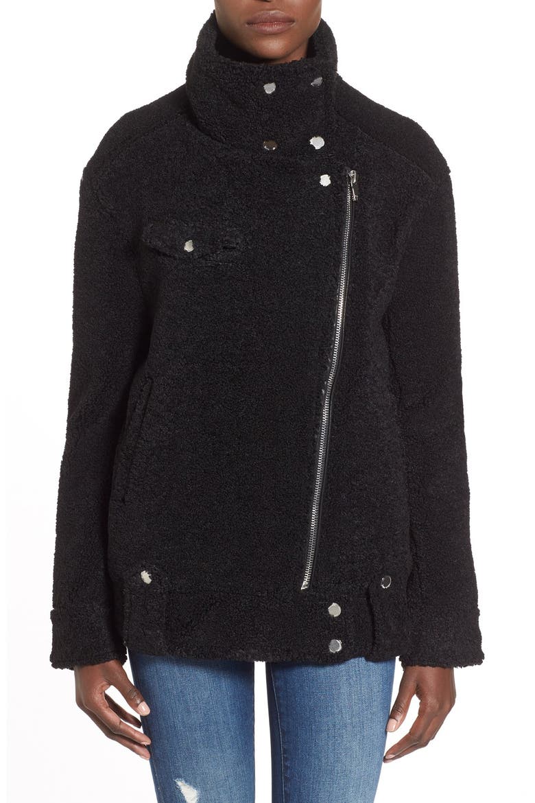 'Teddy' Moto Jacket, Alternate, color, BLACK