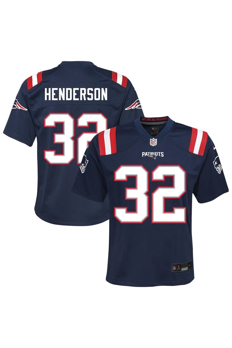 Youth Nike TreVeyon Henderson Navy New England Patriots Team Game Jersey, Main, color, Navy