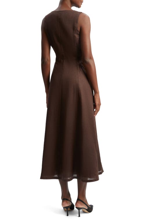 Bardot Cordelia Linen Midi Dress In Chocolate