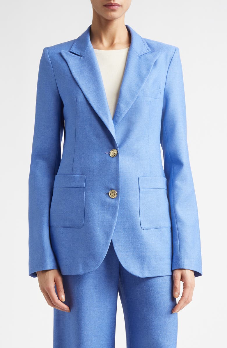 ST. JOHN Wool & Silk Suit Jacket, Main, color, Periwinkle
