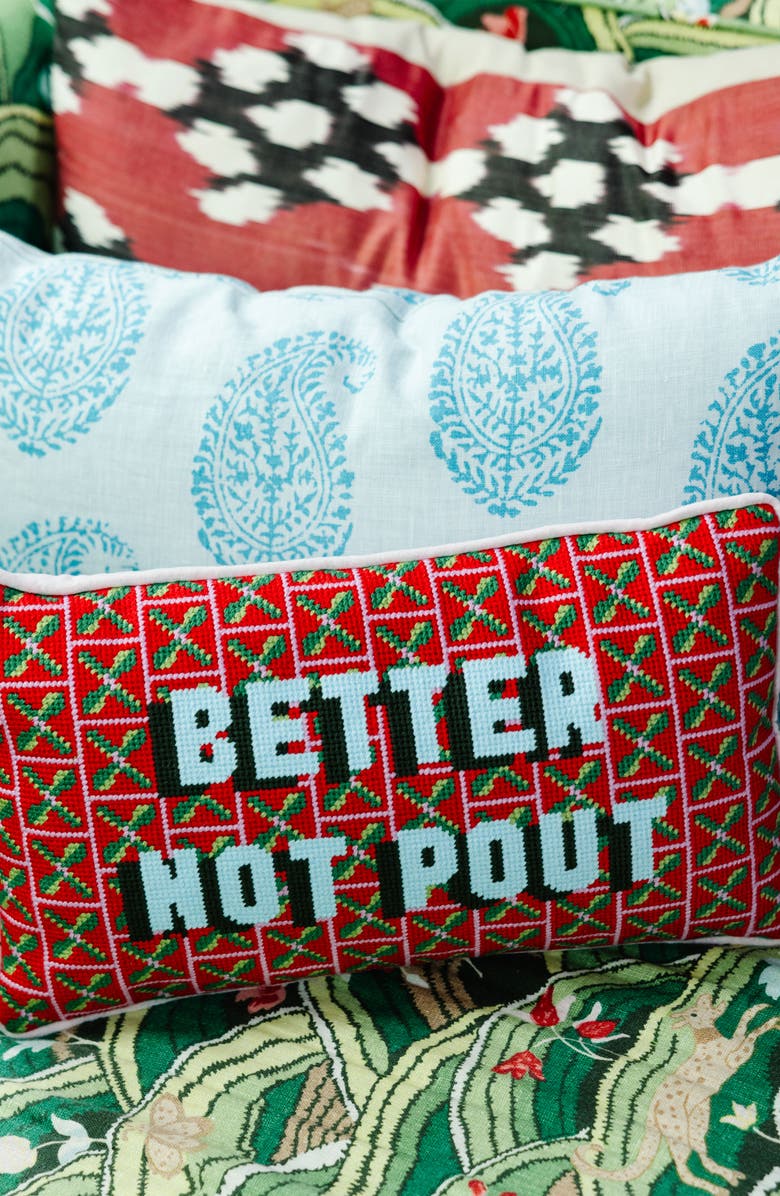 Furbish Better Not Pout Needlepoint Pillow, Alternate, color, Better Not Pout