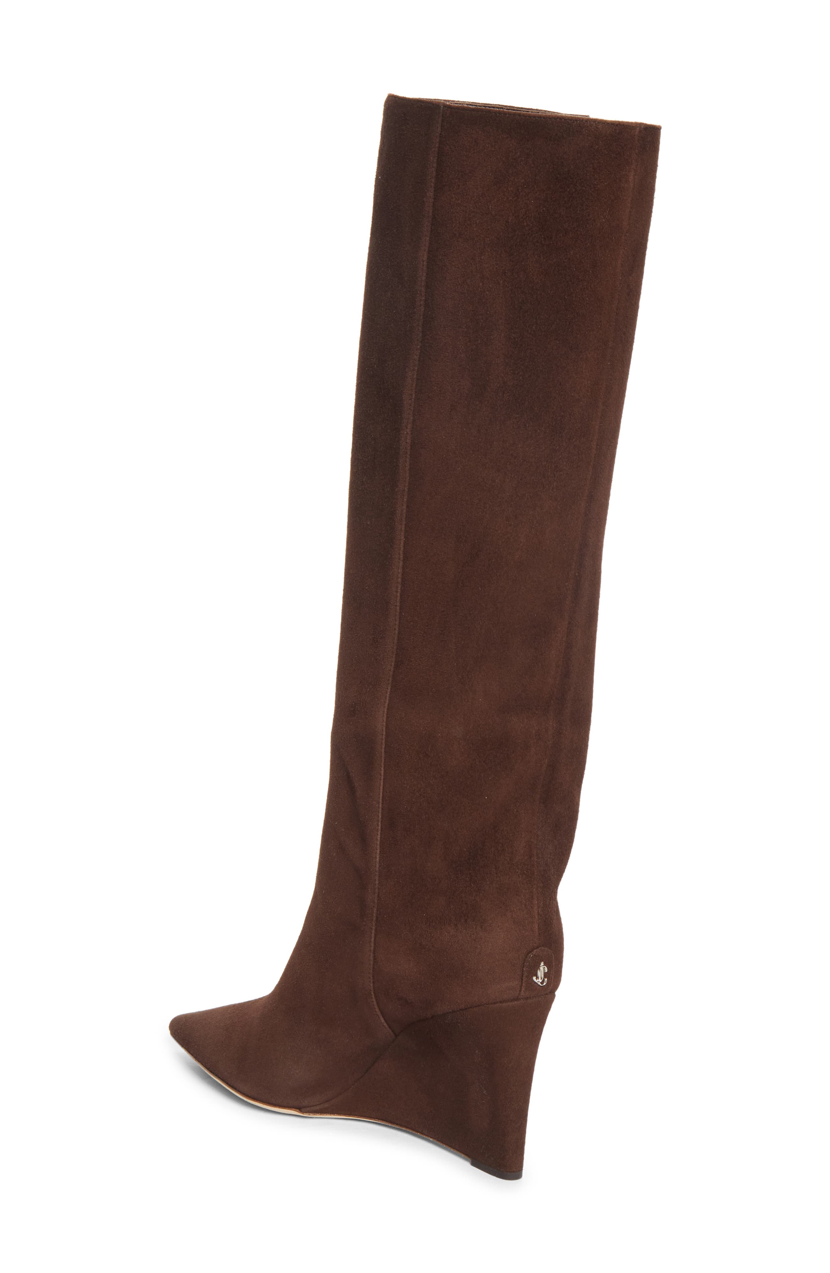 Blake Pointed Toe Knee High Wedge Boot, Alternate, color, CHOCOLATE