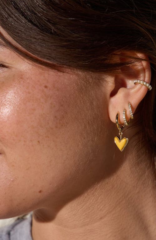 Nickel & Suede Sweetheart Huggie Earrings In Gold