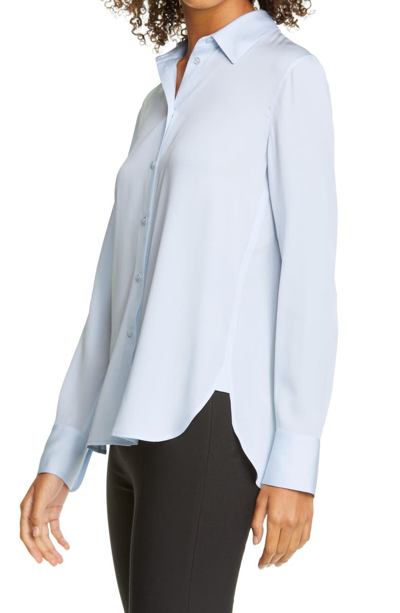 Vince High/Low Stretch Silk Shirt, Alternate, color,