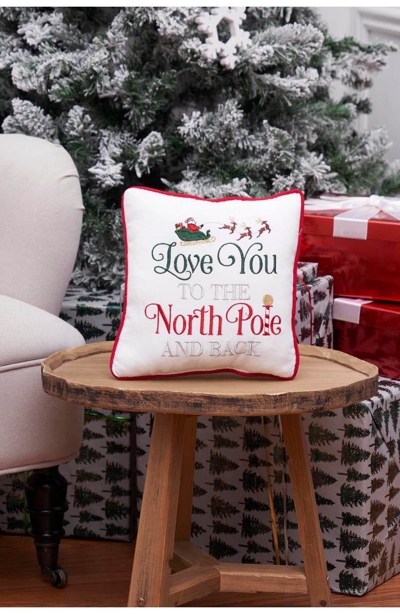C&F Home To The North Pole & Back Christmas Pillow, Alternate, color, Red