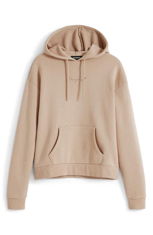 Desigual Logo Hoodie In Brown