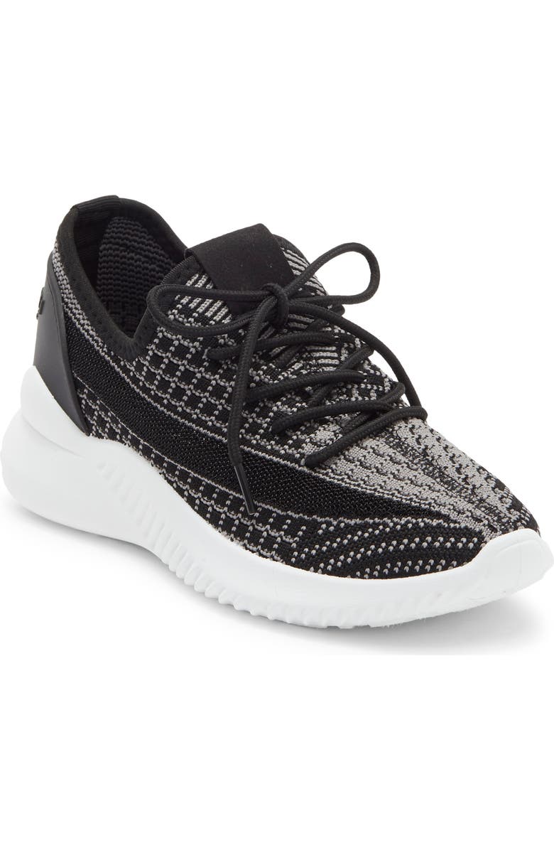 Tahari Patterned Knit Sneaker, Main, color, Black