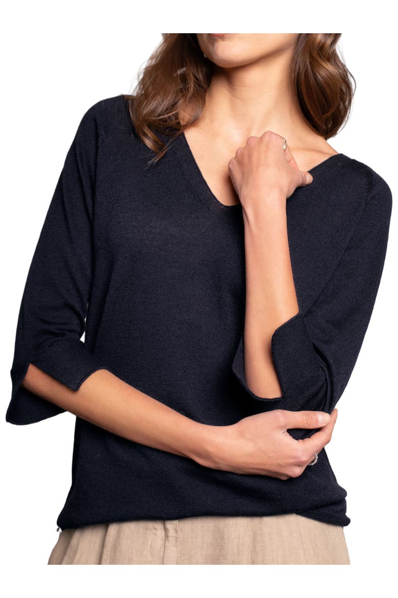 Fine Knit Merino V-Neck Sweater, Alternate, color, DARK NAVY