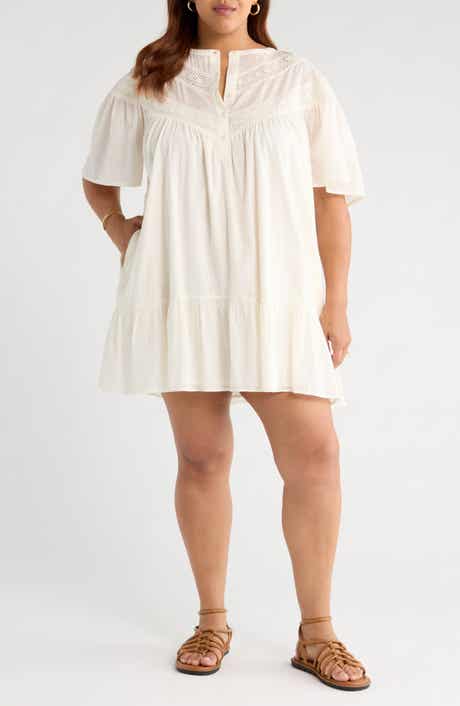 Treasure & Bond Lace Yoke Cotton Shift Dress