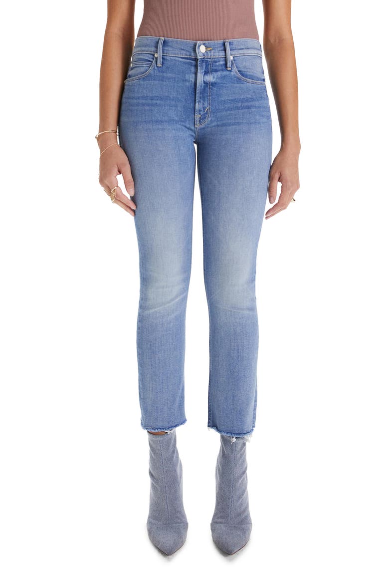 Dazzler Fray Hem Crop Jeans, Main, color, BLOWING KISSES