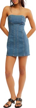 Free People Alexa Strapless Denim Minidress