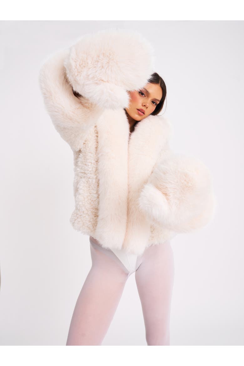Katia Faux Fur Mittens, Alternate, color, White