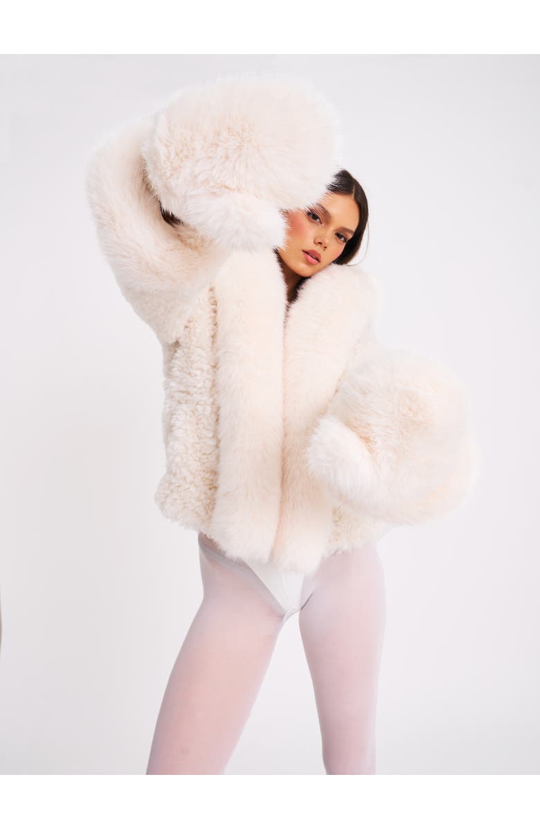 Miss Circle Katia Faux Fur Mittens, Alternate, color, White