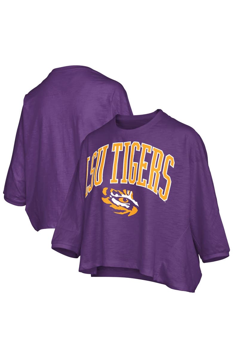 PRESSBOX Women's Pressbox  Purple LSU Tigers Midi Arch Over Logo Oversized T-Shirt, Main, color, Purple