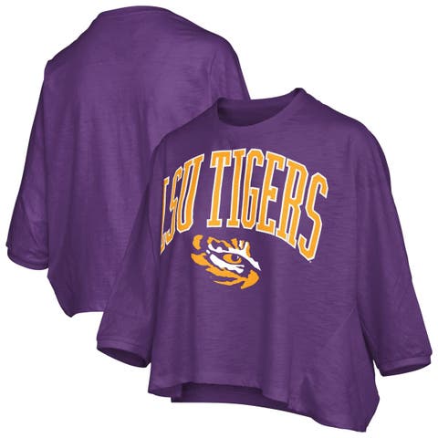 Women's Pressbox  Purple LSU Tigers Midi Arch Over Logo Oversized T-Shirt