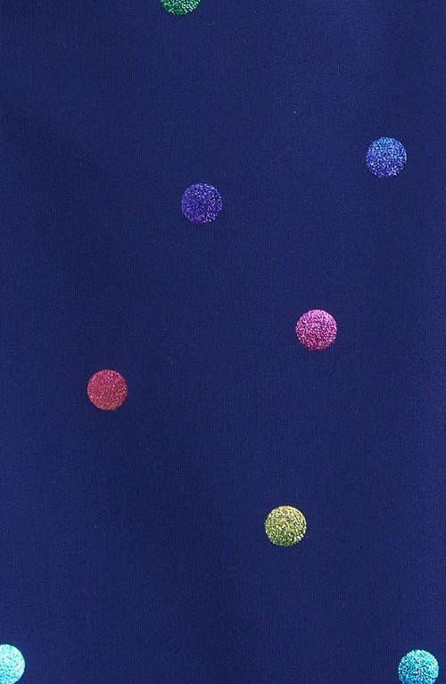 Shop Mini Boden Kids' Polka Dot Crisscross Strap One-piece Swimsuit In Navy Rainbow Confetti Spot