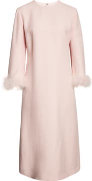 Valentino Feather Cuff Crepe Couture Midi Dress