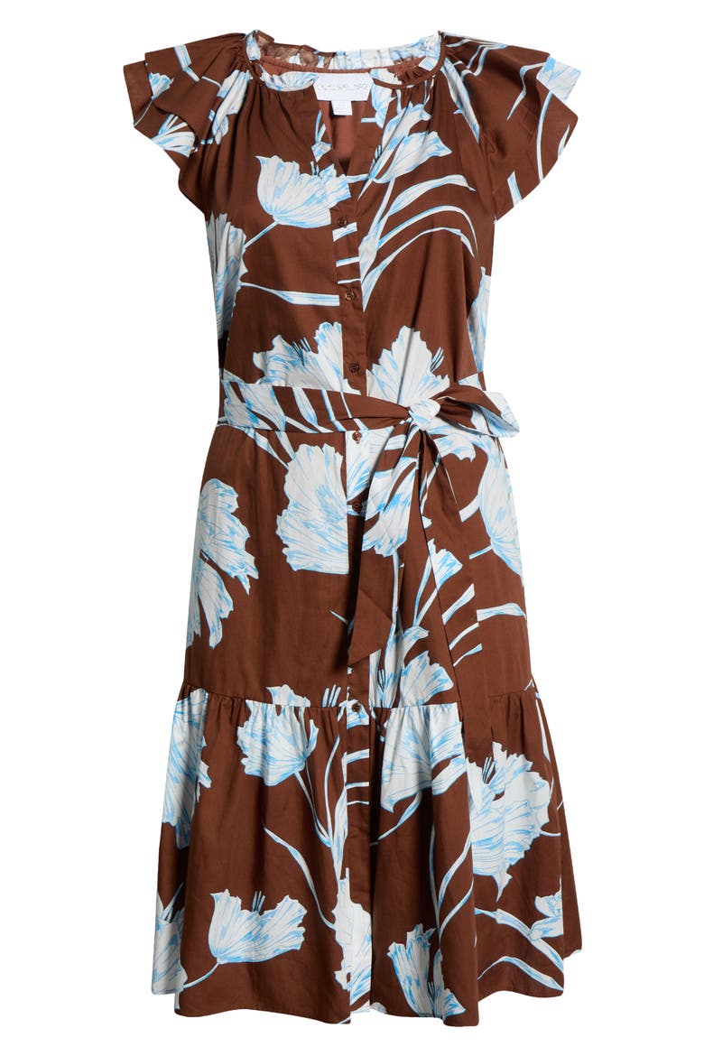 Zico Floral Print Midi Dress, Alternate, color, BROWN WHITE
