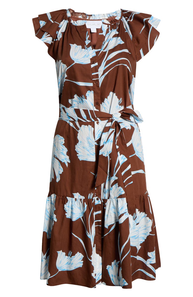 SUGARLIPS Zico Floral Print Midi Dress, Alternate, color, Brown White