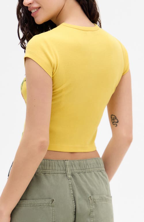 Bdg Urban Outfitters Burgers Graphic Baby Tee In Yellow