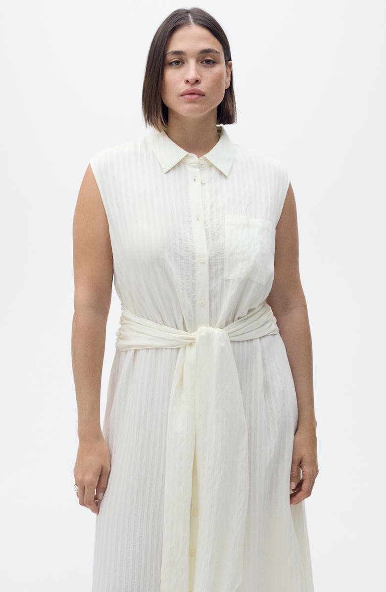 MANGO Sero Sleeveless Shirtdress, Alternate, color, Ecru