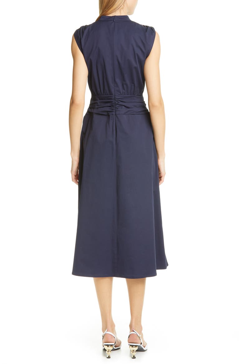 Cotton Poplin A-Line Midi Dress, Alternate, color, DARK NAVY