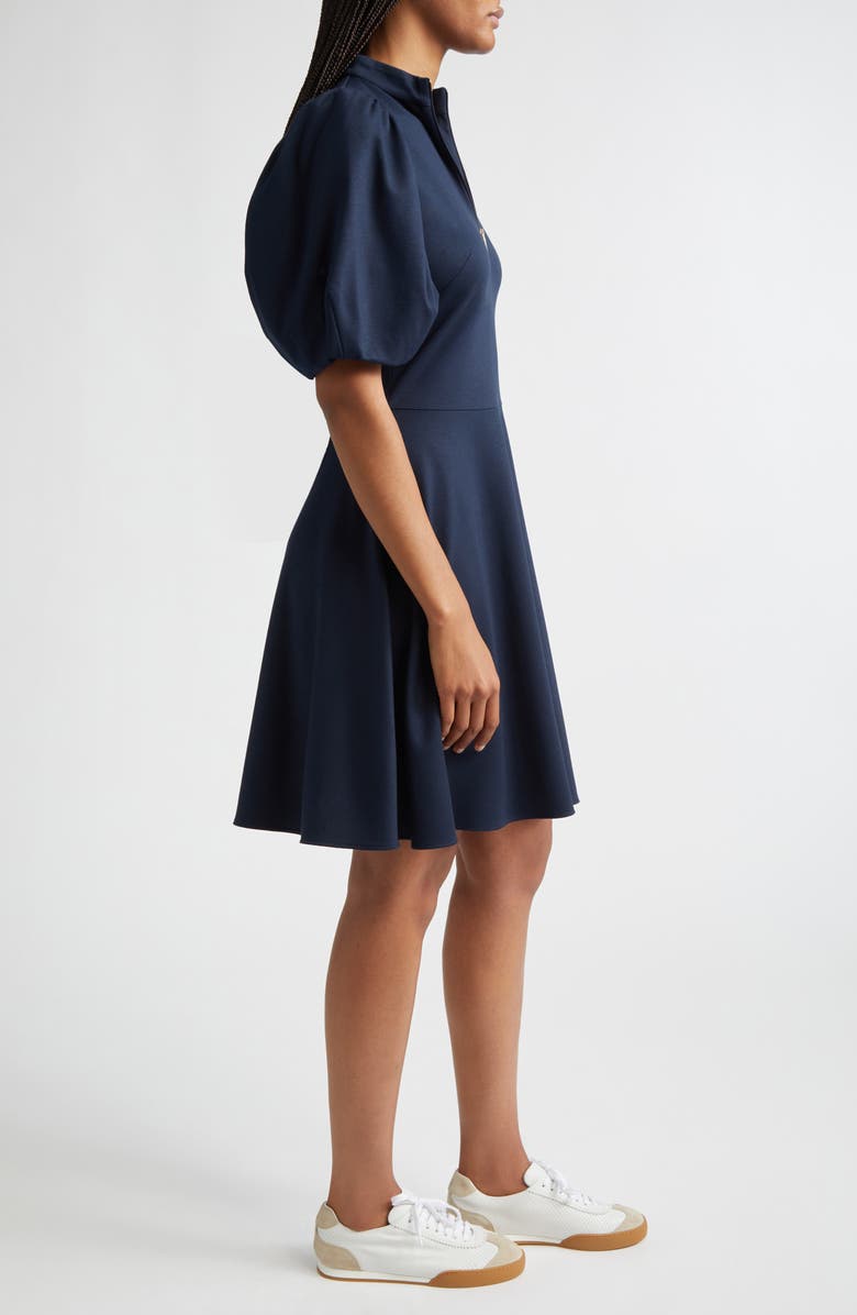 Eleventy Half Zip Puff Sleeve Ponte Knit Dress, Alternate, color, 11 Blue