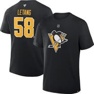 FANATICS Men's Fanatics Kris Letang Black Pittsburgh Penguins Authentic Stack Name & Number T-Shirt