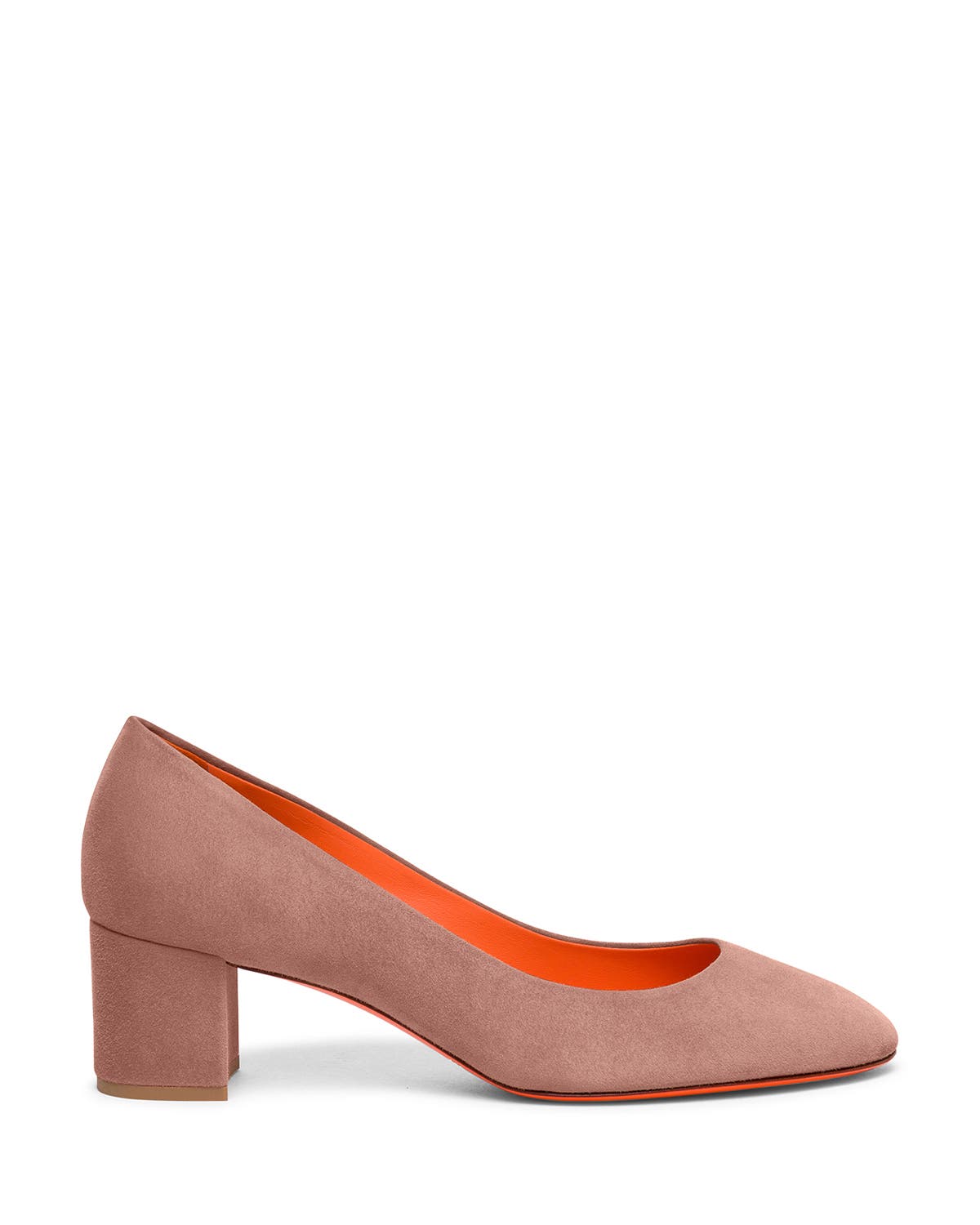 Santoni Suede low-heel pump, Main, color, Pink
