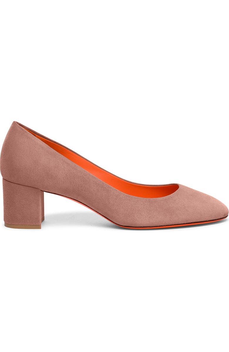 Santoni Suede low-heel pump, Main, color, Pink