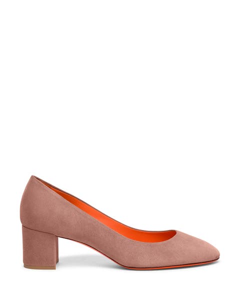 Suede low-heel pump