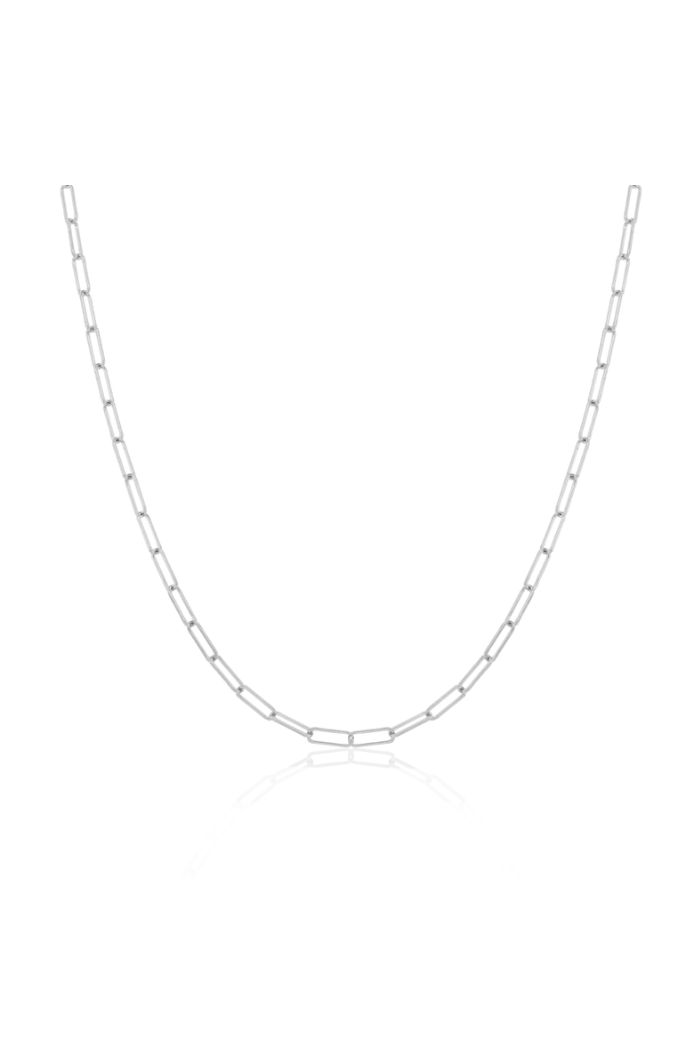 The Lovery Fine Jewelry Mini Paperclip Link Chain Necklace, Main, color, White Gold