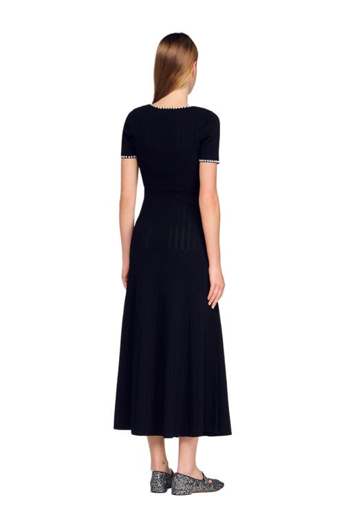 Sandro Cropped Beaded Cardigan In Black