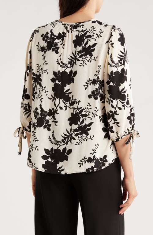 Renee C Floral Long Sleeve Top In Black