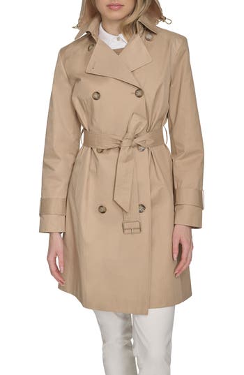 Cole Haan Signature Water Resistant Trench Coat With Removable Hood