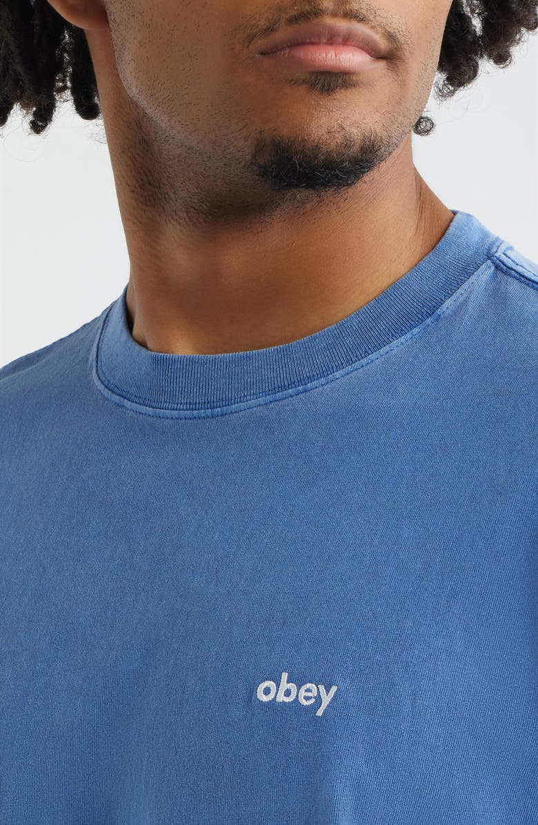 Obey Cotton Logo T-Shirt, Alternate, color, Pigment Electric Indigo