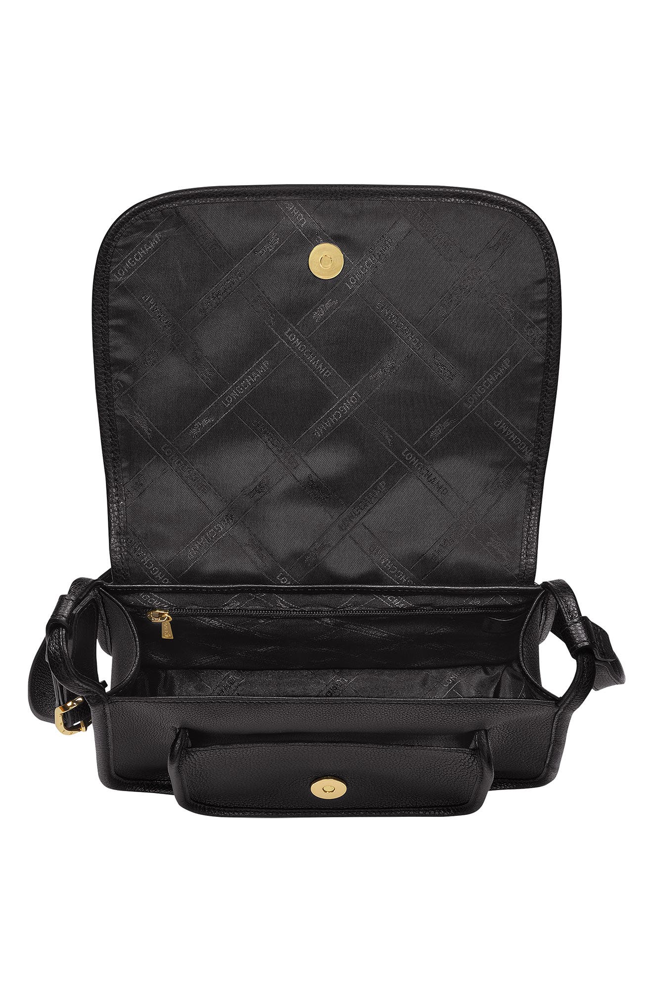 Le Foulonné Leather Crossbody Bag, Alternate, color, BLACK