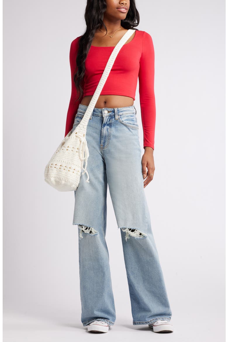 Deep Scoop Crop Top, Alternate, color, RED LIPSTICK