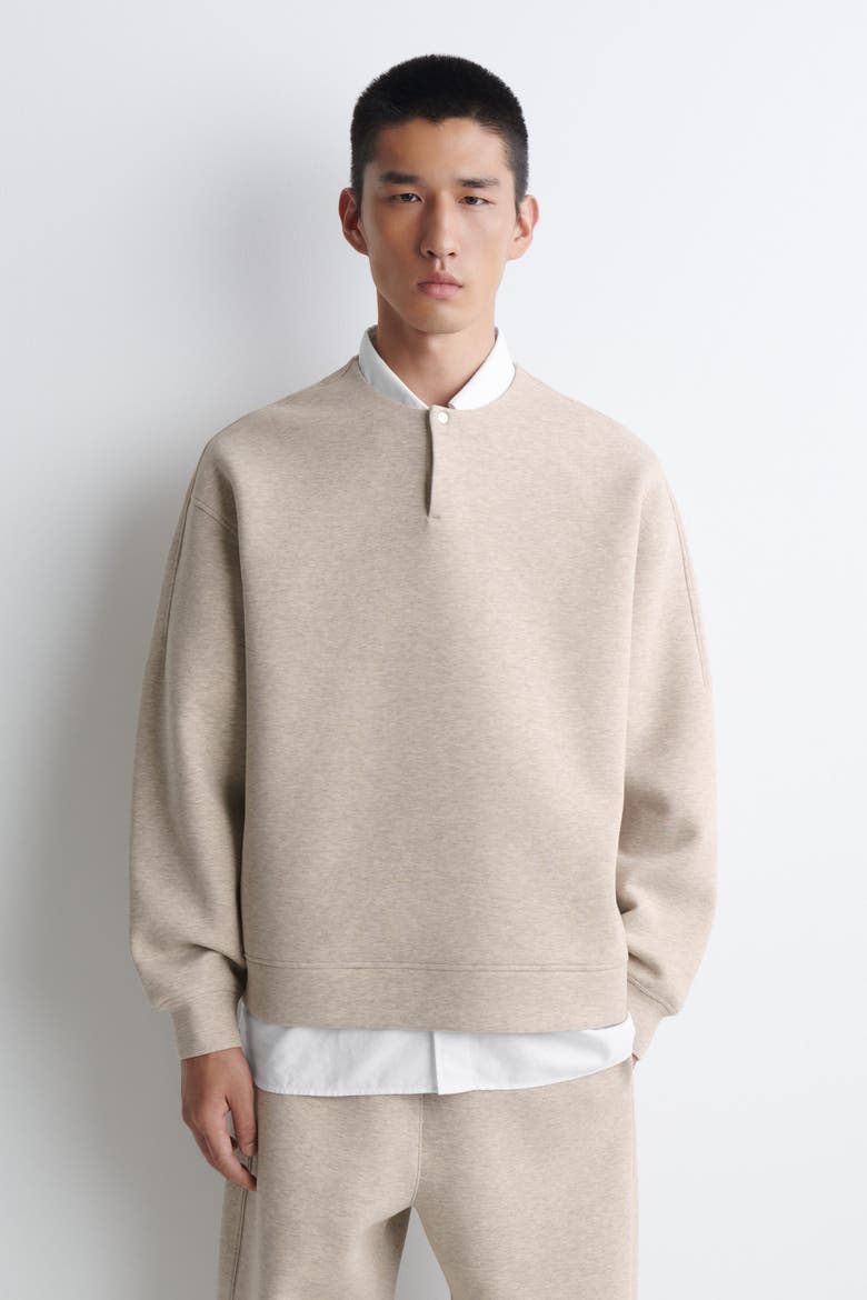 Relaxed Henley Top, Main, color, BEIGE MÉLANGE