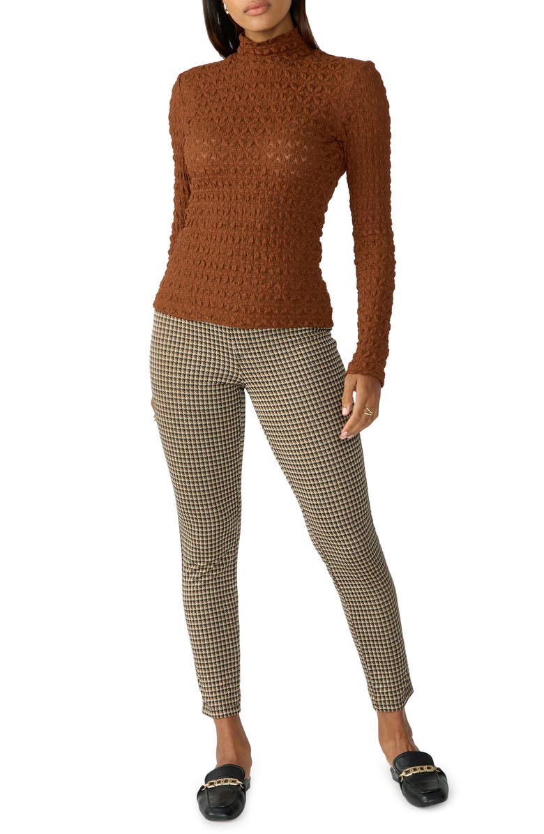 Sanctuary Lace Mock Neck Top, Alternate, color, Caramel Ca