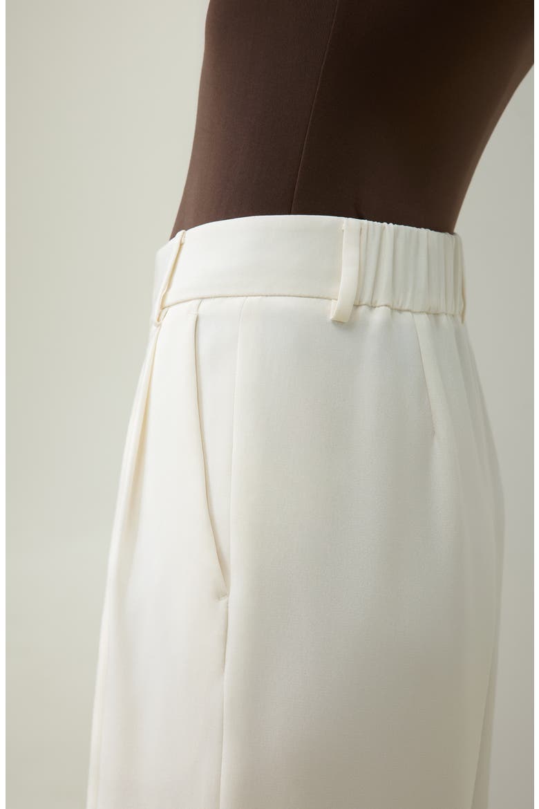 Silk Crepe Pleated Straight Trousers, Alternate, color, Natural White