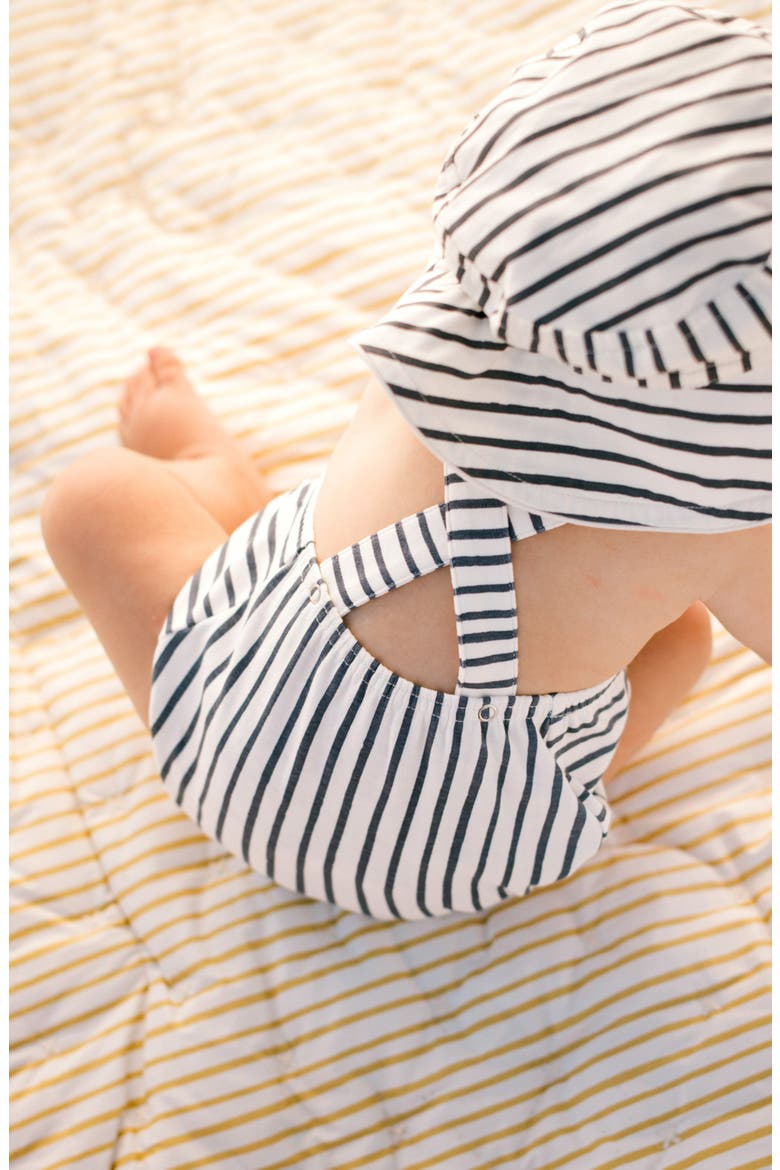 Crisscross Organic Cotton Bodysuit, Alternate, color, STRIPES AWAY INK BLUE
