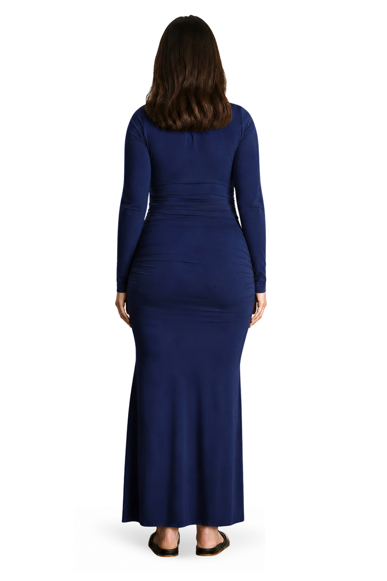 The Curve Ruched Maternity Maxi Dress, Alternate, color, Dark Navy
