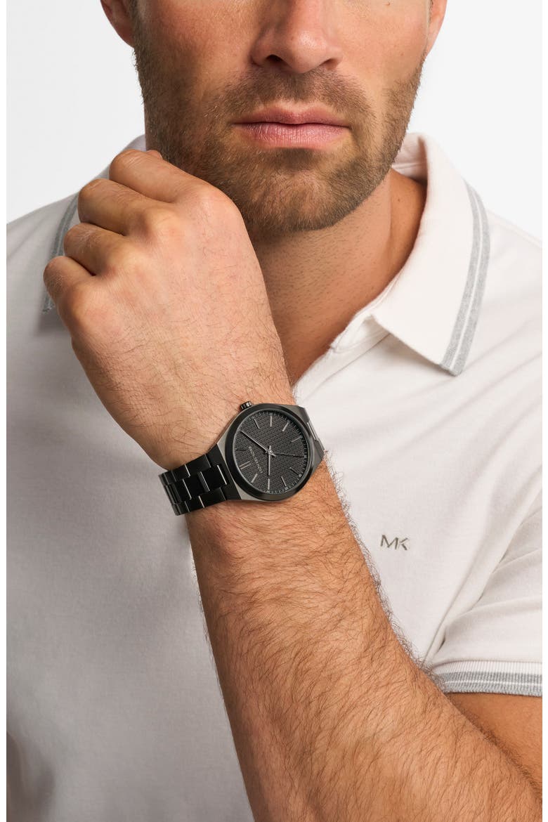 Lennox Bracelet Watch, 43mm, Alternate, color, BLACK