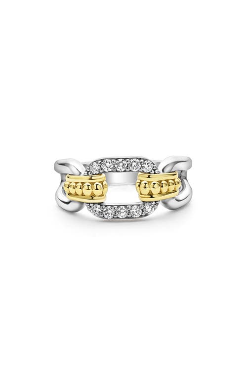 Lagos Signature Caviar Links Diamond Ring In Two-tone