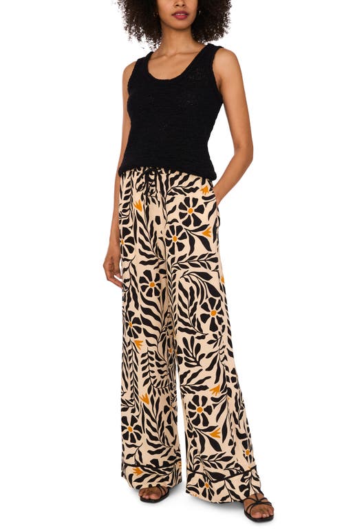 1.state Womens Roll Neck Tank Top Floral Print Drawstring Waist Wide Leg Pants