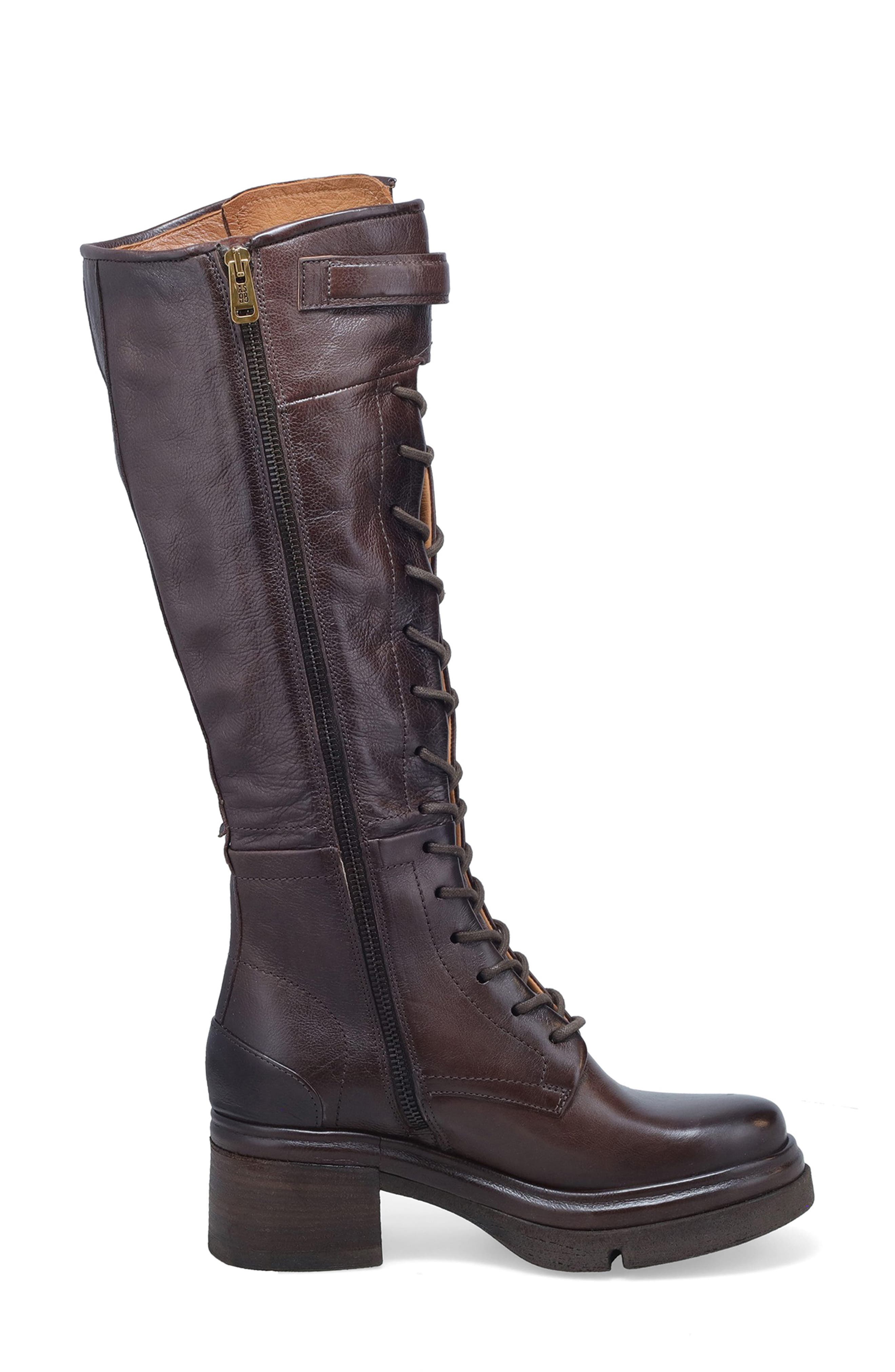 A.S.98 Edison Lace-Up Knee High Boot, Alternate, color, Brown