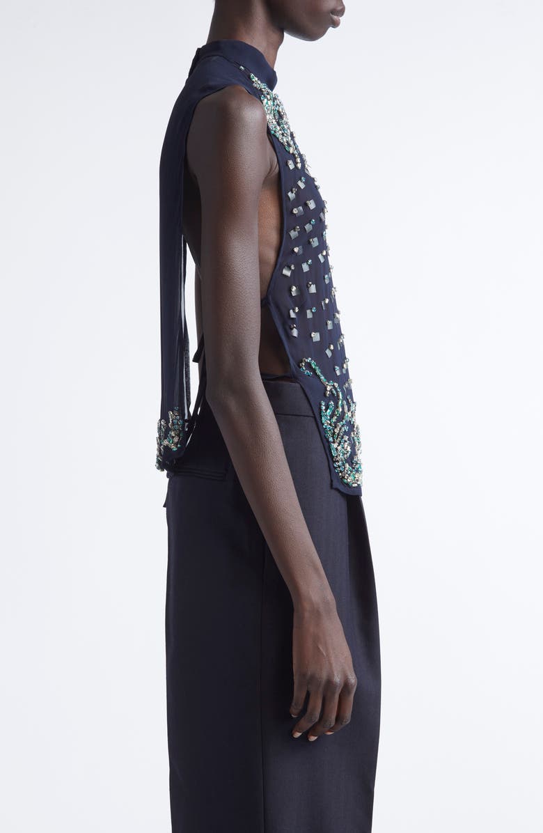 Dries Van Noten Carmasa Crystal Embellished Sleeveless Top, Alternate, color, Navy