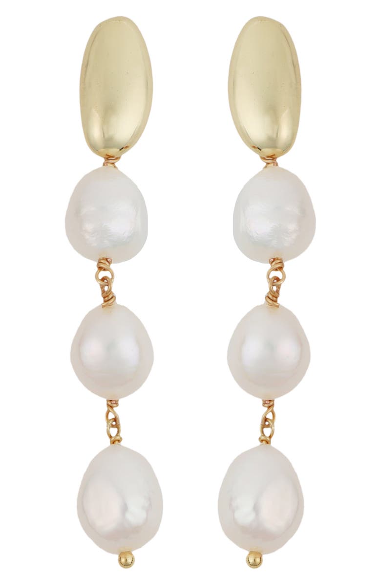 Panacea Cultured Pearl Linear Drop Earrings, Main, color, White